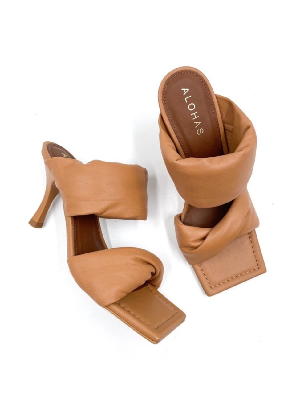Alohas Twist Strap Camel Heels brown square toe size 11 new